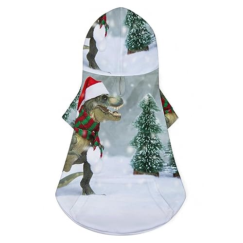 Santa Dinosaurier Tyrannosaurus Rex Hund Kapuzenpullover Luxus Hundekleidung Winter Hundejacke Haustierkleidung Kapuzenpullover Französische Bulldogge Teddy Mops Welpenkleidung S von NLWQEKV