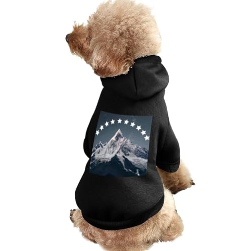 Snow Mountain Scenery Stars Haustier-Hunde-Kapuzenpullover, Hundekleidung für kleine Hunde, Weste, Chihuahua-Kleidung, Warmer Mantel, Jacke, Herbst, Welpen-Outfits, Katzen, Hunde, Kleidung, XS von NLWQEKV