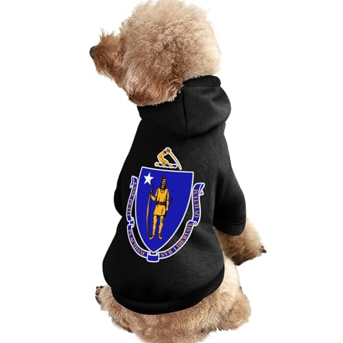 Warmer Hunde-Kapuzenpullover mit Massachusetts-Staatsflagge, süßes Hundekostüm-Sweatshirt, gemütliche Haustierkleidung, Größe 2XL von NLWQEKV