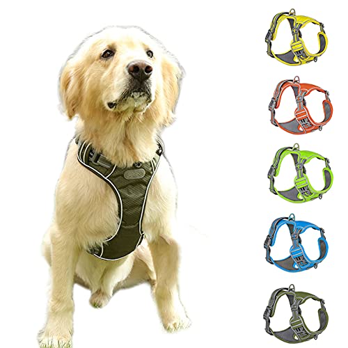 NMLC Hundegeschirr, spannungsfreier Brustgurt für Haustiere, mit Griff, verstellbar und schnell an- und auszuziehen, kleine, mittlere und große Hunde,Army Green,S von NMLC