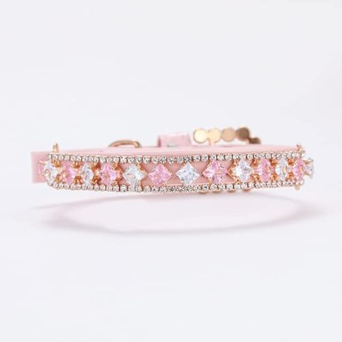 Strass-Hundehalsband, PU-Leder, Perlen, Hundehalskette, verstellbarer Halsriemen, Bling-Diamant-Perlenhalsband für Katzenwelpen zum Geburtstag von NMLXLCR