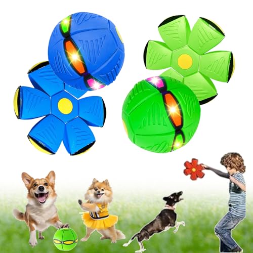 Ancientflow Doggy Disc Ball, Ancient Flow Dog Toy, 2024 New Doggie Disc Ball Large Small Medium Dogs, Flying Saucer Ball for Dogs with Lights, Outdoor Portable Pet Toy pop up toy (3 lights,2pcs-e) von NNBWLMAEE
