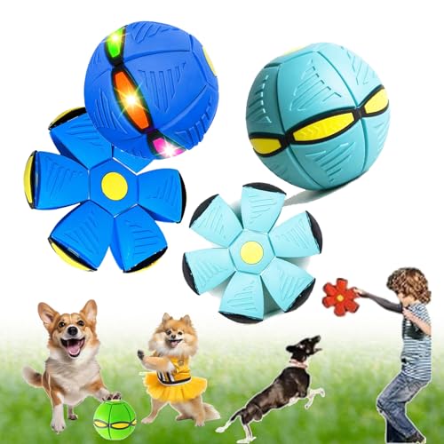 Ancientflow Doggy Disc Ball, Ancient Flow Dog Toy, 2024 New Doggie Disc Ball Large Small Medium Dogs, Flying Saucer Ball for Dogs with Lights, Outdoor Portable Pet Toy pop up toy (6 lights,2pcs-b) von NNBWLMAEE