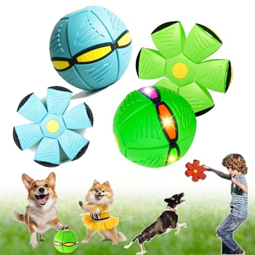 Ancientflow Doggy Disc Ball, Ancient Flow Dog Toy, 2024 New Doggie Disc Ball Large Small Medium Dogs, Flying Saucer Ball for Dogs with Lights, Outdoor Portable Pet Toy pop up toy (No light,2pcs-k) von NNBWLMAEE