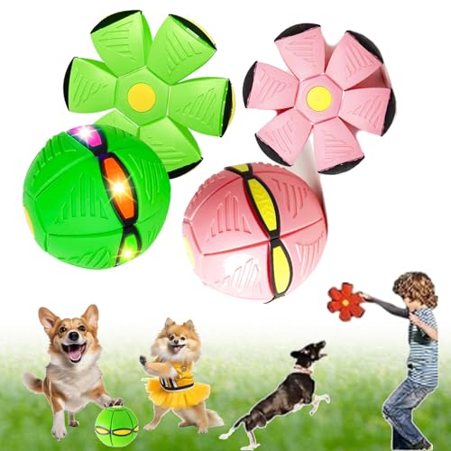 Ancientflow Doggy Disc Ball, Ancient Flow Dog Toy, 2024 New Doggie Disc Ball Large Small Medium Dogs, Flying Saucer Ball for Dogs with Lights, Outdoor Portable Pet Toy pop up toy (No light,2pcs-m) von NNBWLMAEE
