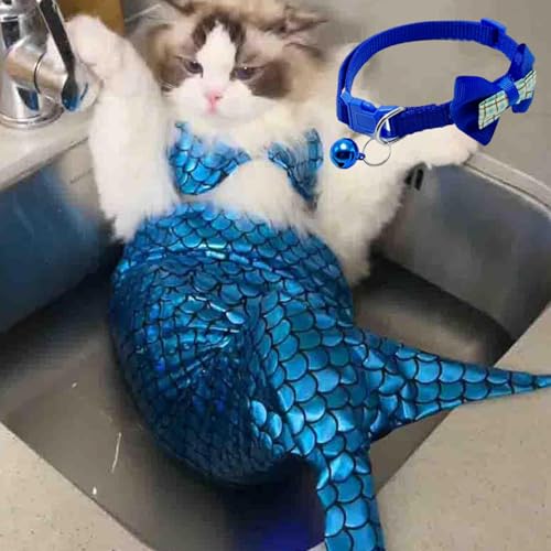 Cat Mermaid Costume, Cat Mermaid Outfit, Cat Mermaid Fishtail Clothes, Mermaid Costume for a Small Dog or cat, Creative Cat Mermaid Costume Photo Props (blue, L) von NNBWLMAEE