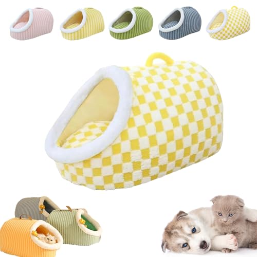 Cozy Hideaway Pet Bed, Zentric Dog Bed, Cozy Cave Dog Bed, Dog Bed with Cover Cave, Non-Slip Washable Soft Pet Slipper Cave Bed Sleeping Bag for Cat Puppy (Yellow-b,L) von NNBWLMAEE