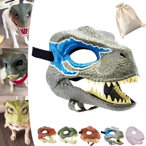 Dog Dinosaur Mask, Dinosaur Mask for Dogs, Dinosaur Mask Moving Jaw, Dog Dino Mask, Velociraptor T-Rex Animal Masks with Lifelike Teeth and Open Jaw (1#) von NNBWLMAEE