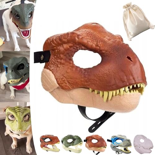 Dog Dinosaur Mask, Dinosaur Mask for Dogs, Dinosaur Mask Moving Jaw, Dog Dino Mask, Velociraptor T-Rex Animal Masks with Lifelike Teeth and Open Jaw (2#) von NNBWLMAEE