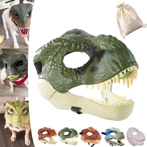 Dog Dinosaur Mask, Dinosaur Mask for Dogs, Dinosaur Mask Moving Jaw, Dog Dino Mask, Velociraptor T-Rex Animal Masks with Lifelike Teeth and Open Jaw (3#) von NNBWLMAEE