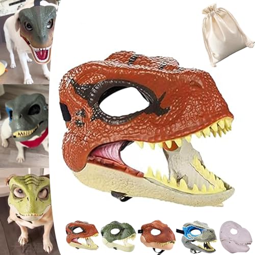 Dog Dinosaur Mask, Dinosaur Mask for Dogs, Dinosaur Mask Moving Jaw, Dog Dino Mask, Velociraptor T-Rex Animal Masks with Lifelike Teeth and Open Jaw (4#) von NNBWLMAEE