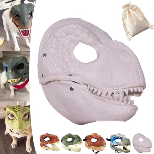 Dog Dinosaur Mask, Dinosaur Mask for Dogs, Dinosaur Mask Moving Jaw, Dog Dino Mask, Velociraptor T-Rex Animal Masks with Lifelike Teeth and Open Jaw (5#) von NNBWLMAEE