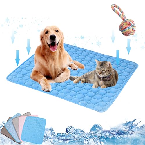 Emmalove - Kühlmatte für Den Sommer, Emmalove - Cooling Mat, kühlmatte katze Hund Ohne Gel, Kühlmatte für Hunde Selbstkühlend, Abkühlung für Hund Katze, Rutschfeste Kratzfest (blue, 100*70cm) von NNBWLMAEE