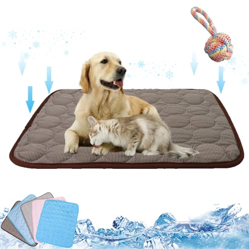 Emmalove - Kühlmatte für Den Sommer, Emmalove - Cooling Mat, kühlmatte katze Hund Ohne Gel, Kühlmatte für Hunde Selbstkühlend, Abkühlung für Hund Katze, Rutschfeste Kratzfest (brown, 100*70cm) von NNBWLMAEE