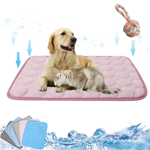 Emmalove - Kühlmatte für Den Sommer, Emmalove - Cooling Mat, kühlmatte katze Hund Ohne Gel, Kühlmatte für Hunde Selbstkühlend, Abkühlung für Hund Katze, Rutschfeste Kratzfest (pink, 100*70cm) von NNBWLMAEE