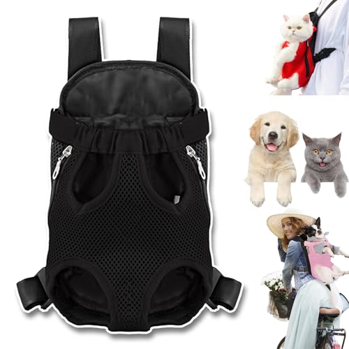 Furry Pawsy Carrier, 34 Style Furry Pawsy Cat Carrier, Pet Dog Carrier Front Chest Backpack, with Adjustable Comfortable Shoulder Straps, Breathable Mesh, Built-in Pet Lock, for Dog Cat (A02,L) von NNBWLMAEE