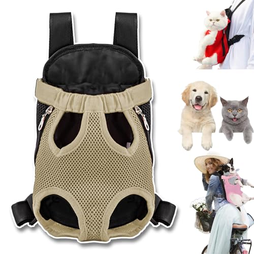 Furry Pawsy Carrier, 34 Style Furry Pawsy Cat Carrier, Pet Dog Carrier Front Chest Backpack, with Adjustable Comfortable Shoulder Straps, Breathable Mesh, Built-in Pet Lock, for Dog Cat (A04,L) von NNBWLMAEE