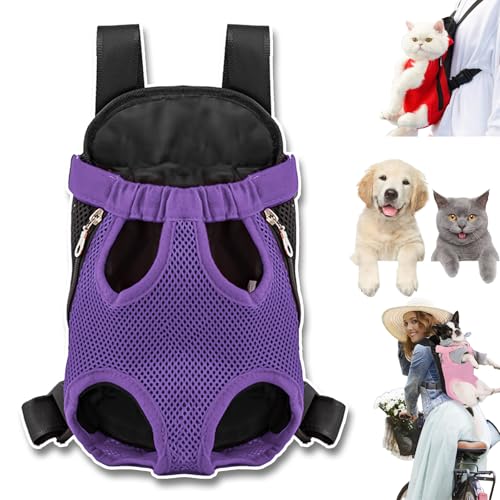 Furry Pawsy Carrier, 34 Style Furry Pawsy Cat Carrier, Pet Dog Carrier Front Chest Backpack, with Adjustable Comfortable Shoulder Straps, Breathable Mesh, Built-in Pet Lock, for Dog Cat (A06,L) von NNBWLMAEE