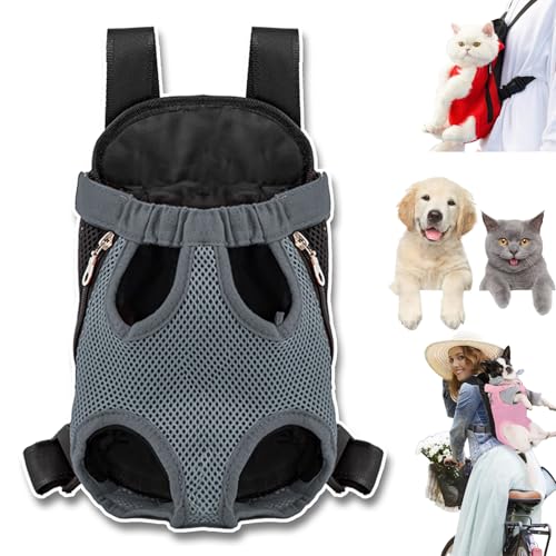 Furry Pawsy Carrier, 34 Style Furry Pawsy Cat Carrier, Pet Dog Carrier Front Chest Backpack, with Adjustable Comfortable Shoulder Straps, Breathable Mesh, Built-in Pet Lock, for Dog Cat (A08,L) von NNBWLMAEE