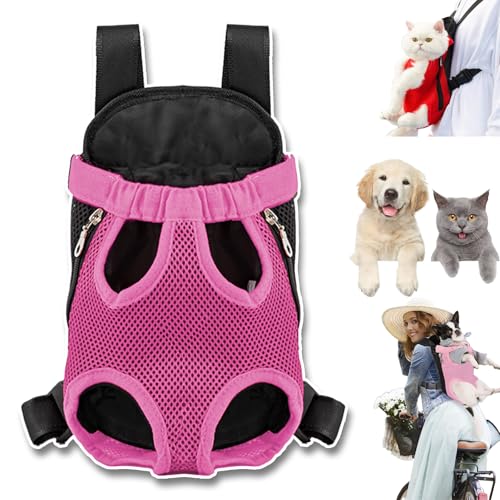 Furry Pawsy Carrier, 34 Style Furry Pawsy Cat Carrier, Pet Dog Carrier Front Chest Backpack, with Adjustable Comfortable Shoulder Straps, Breathable Mesh, Built-in Pet Lock, for Dog Cat (A09,L) von NNBWLMAEE