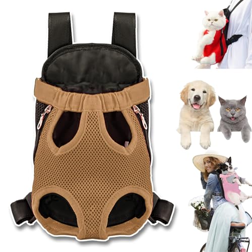 Furry Pawsy Carrier, 34 Style Furry Pawsy Cat Carrier, Pet Dog Carrier Front Chest Backpack, with Adjustable Comfortable Shoulder Straps, Breathable Mesh, Built-in Pet Lock, for Dog Cat (A10,L) von NNBWLMAEE