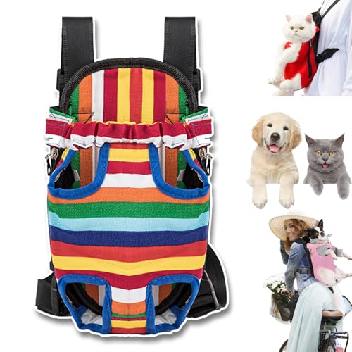 Furry Pawsy Carrier, 34 Style Furry Pawsy Cat Carrier, Pet Dog Carrier Front Chest Backpack, with Adjustable Comfortable Shoulder Straps, Breathable Mesh, Built-in Pet Lock, for Dog Cat (B01,L) von NNBWLMAEE