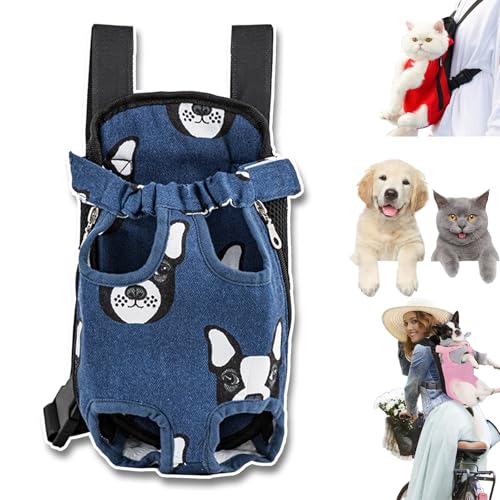 Furry Pawsy Carrier, 34 Style Furry Pawsy Cat Carrier, Pet Dog Carrier Front Chest Backpack, with Adjustable Comfortable Shoulder Straps, Breathable Mesh, Built-in Pet Lock, for Dog Cat (B06,L) von NNBWLMAEE