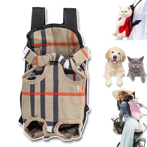 Furry Pawsy Carrier, 34 Style Furry Pawsy Cat Carrier, Pet Dog Carrier Front Chest Backpack, with Adjustable Comfortable Shoulder Straps, Breathable Mesh, Built-in Pet Lock, for Dog Cat (B08,L) von NNBWLMAEE