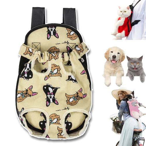 Furry Pawsy Carrier, 34 Style Furry Pawsy Cat Carrier, Pet Dog Carrier Front Chest Backpack, with Adjustable Comfortable Shoulder Straps, Breathable Mesh, Built-in Pet Lock, for Dog Cat (B09,L) von NNBWLMAEE