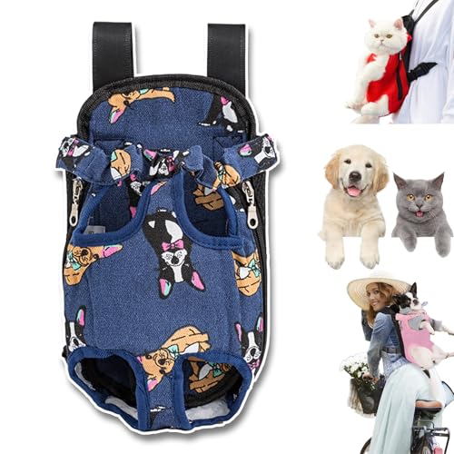 Furry Pawsy Carrier, 34 Style Furry Pawsy Cat Carrier, Pet Dog Carrier Front Chest Backpack, with Adjustable Comfortable Shoulder Straps, Breathable Mesh, Built-in Pet Lock, for Dog Cat (B10,L) von NNBWLMAEE