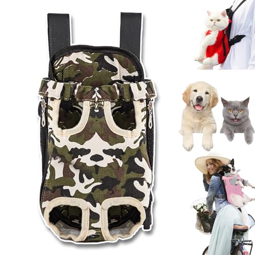 Furry Pawsy Carrier, 34 Style Furry Pawsy Cat Carrier, Pet Dog Carrier Front Chest Backpack, with Adjustable Comfortable Shoulder Straps, Breathable Mesh, Built-in Pet Lock, for Dog Cat (B14,L) von NNBWLMAEE