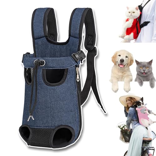 Furry Pawsy Carrier, 34 Style Furry Pawsy Cat Carrier, Pet Dog Carrier Front Chest Backpack, with Adjustable Comfortable Shoulder Straps, Breathable Mesh, Built-in Pet Lock, for Dog Cat (C01,L) von NNBWLMAEE