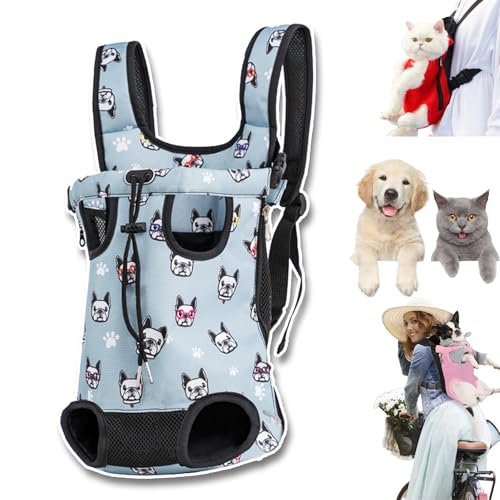 Furry Pawsy Carrier, 34 Style Furry Pawsy Cat Carrier, Pet Dog Carrier Front Chest Backpack, with Adjustable Comfortable Shoulder Straps, Breathable Mesh, Built-in Pet Lock, for Dog Cat (C03,L) von NNBWLMAEE