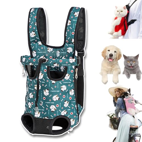 Furry Pawsy Carrier, 34 Style Furry Pawsy Cat Carrier, Pet Dog Carrier Front Chest Backpack, with Adjustable Comfortable Shoulder Straps, Breathable Mesh, Built-in Pet Lock, for Dog Cat (C04,L) von NNBWLMAEE