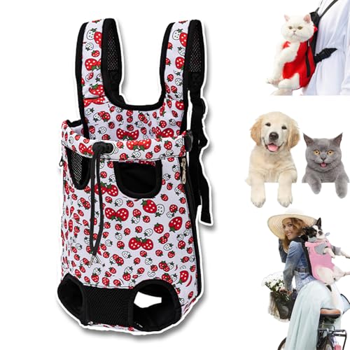 Furry Pawsy Carrier, 34 Style Furry Pawsy Cat Carrier, Pet Dog Carrier Front Chest Backpack, with Adjustable Comfortable Shoulder Straps, Breathable Mesh, Built-in Pet Lock, for Dog Cat (C05,L) von NNBWLMAEE