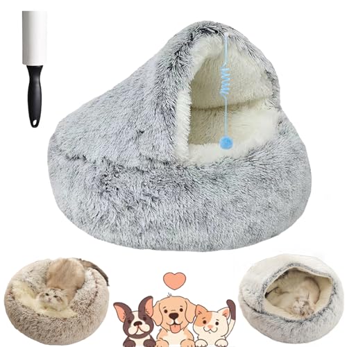 Lapcatz Nest Bed, Lapcatz Bed, Lapcatz Nest for Pet, Pursnug Cat Cave, Cat Nest Bed for Indoor Cats Cave and Calming Dog Beds, Removable Washable Non Slip Bottom (Gray Long Plush, 15.7in/40cm) von NNBWLMAEE