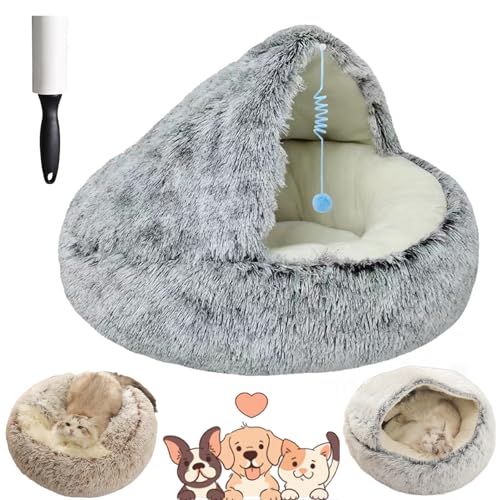 Lapcatz Nest Bed, Lapcatz Bed, Lapcatz Nest for Pet, Pursnug Cat Cave, Cat Nest Bed for Indoor Cats Cave and Calming Dog Beds, Removable Washable Non Slip Bottom (Gray Short Plush, 15.7in/40cm) von NNBWLMAEE