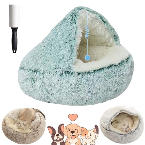 Lapcatz Nest Bed, Lapcatz Bed, Lapcatz Nest for Pet, Pursnug Cat Cave, Cat Nest Bed for Indoor Cats Cave and Calming Dog Beds, Removable Washable Non Slip Bottom (Green Long Plush, 15.7in/40cm) von NNBWLMAEE