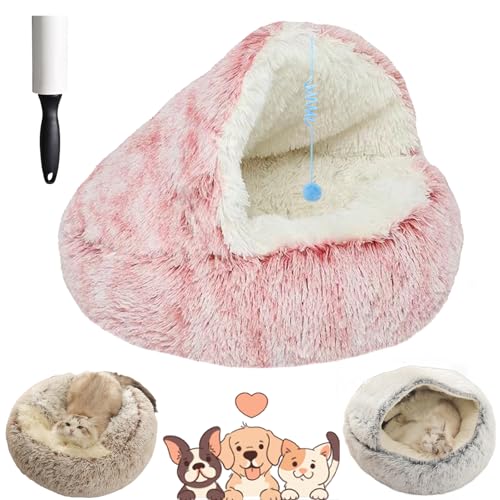 Lapcatz Nest Bed, Lapcatz Bed, Lapcatz Nest for Pet, Pursnug Cat Cave, Cat Nest Bed for Indoor Cats Cave and Calming Dog Beds, Removable Washable Non Slip Bottom (Pink Long Plush, 15.7in/40cm) von NNBWLMAEE