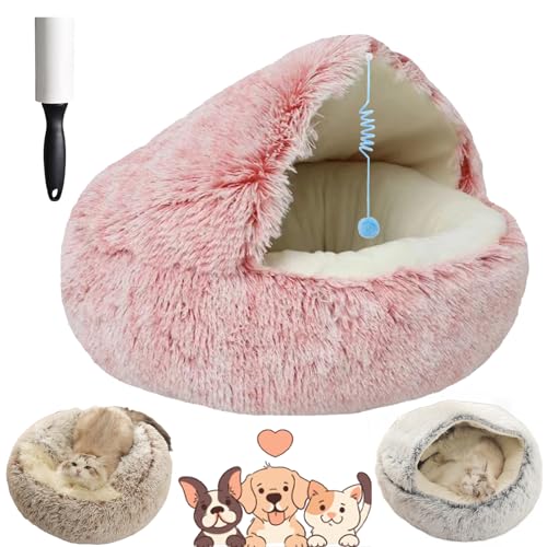 Lapcatz Nest Bed, Lapcatz Bed, Lapcatz Nest for Pet, Pursnug Cat Cave, Cat Nest Bed for Indoor Cats Cave and Calming Dog Beds, Removable Washable Non Slip Bottom (Pink Short Plush, 15.7in/40cm) von NNBWLMAEE