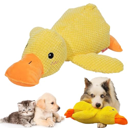 NNBWLMAEE 2024 New The Mellow Dog, Mellow Dog Calming Duck, Zentric Quack-Quack Duck Dog Toy, Cute No Stuffing Duck with Quacking Sound, Durable Squeaky Dog Toys for Indoor Dog (Yellow) von NNBWLMAEE