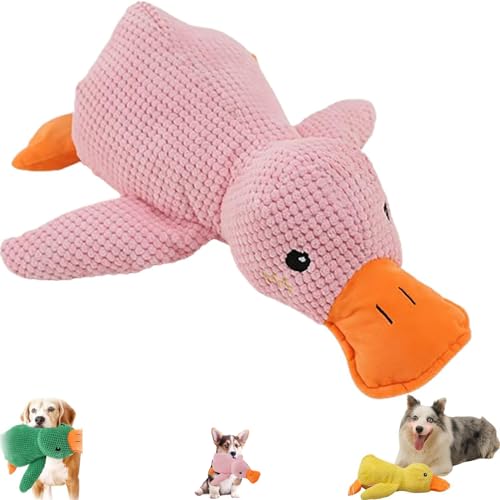 NNBWLMAEE Calming Duck Dog Toy, The Mellow Dog Calming Duck, Zentric Quack-Quack Duck Dog Toy, Cute No Stuffing Duck with Soft Squeaker, Durable Squeaky Dog Toys for Indoor Small Dog (1pc Pink) von NNBWLMAEE