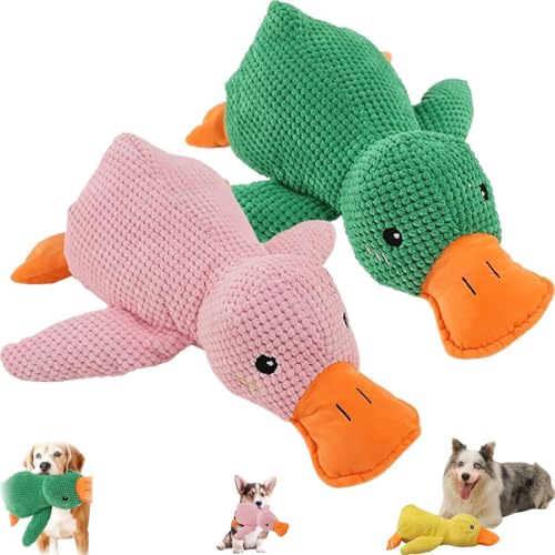 NNBWLMAEE Calming Duck Dog Toy, The Mellow Dog Calming Duck, Zentric Quack-Quack Duck Dog Toy, Cute No Stuffing Duck with Soft Squeaker, Durable Squeaky Dog Toys for Indoor Small Dog (2pcs A) von NNBWLMAEE