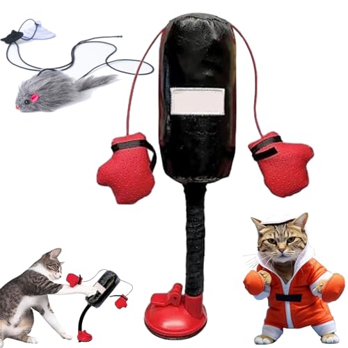 NNBWLMAEE Cat Punching Bag Toy, Mini Boxing Punching Bag Cat Toy, Boxing Cat Toy to Kill Time and Keep Fit Interactive Cat Toy, Cat Toys for Bored Indoor Adult Cats, Red (1PC) von NNBWLMAEE