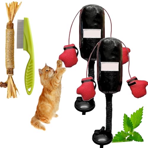 NNBWLMAEE Interactive Pet Toy, Cat Punching Bag Toy, Cat Boxing Toy, Boxing Punching Bag Catnip Toy, Punching Bag with Gloves Cat Toy, Interactive Kitten Toys Punching Bag (2 Pcs) von NNBWLMAEE