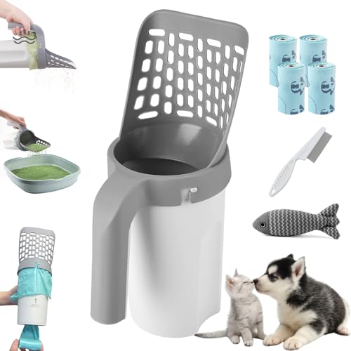 NNBWLMAEE MeowBud Poop Scooper, Meow Bud Poop Scooper with Holder, No Touch Litter Box Scoop, Cat Litter Scooper with Bag, Removable Large Capacity, Isolate Odor, No Dirty Hands (4PCS) von NNBWLMAEE