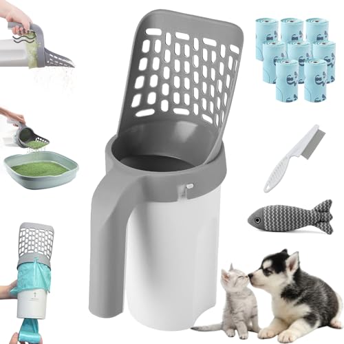 NNBWLMAEE MeowBud Poop Scooper, Meow Bud Poop Scooper with Holder, No Touch Litter Box Scoop, Cat Litter Scooper with Bag, Removable Large Capacity, Isolate Odor, No Dirty Hands (8PCS) von NNBWLMAEE