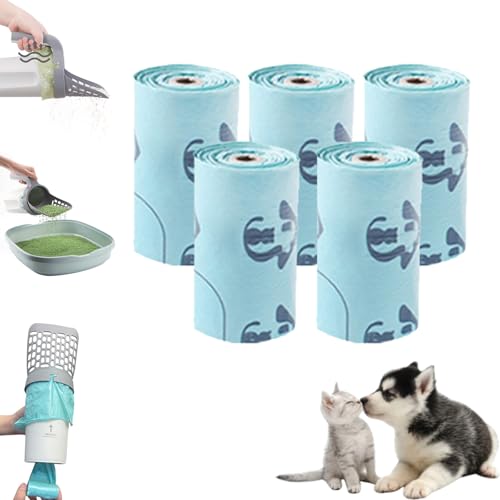 NNBWLMAEE MeowBud Poop Scooper, Meow Bud Poop Scooper with Holder, No Touch Litter Box Scoop, Cat Litter Scooper with Bag, Removable Large Capacity, Isolate Odor, No Dirty Hands (Cat Litter Bag*5) von NNBWLMAEE