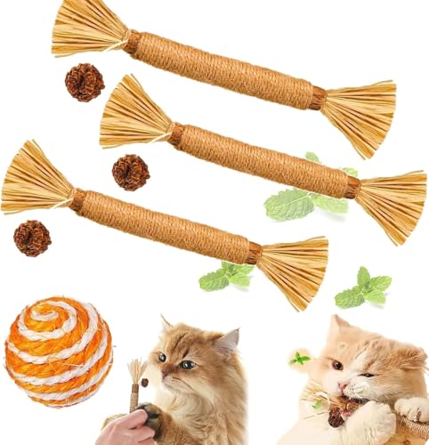 NNBWLMAEE Nylatails Silvervine Dental Stick, Silvervine Sticks for Cats, Nylatails Cat Chew Stick, Kittens Chew Toys for Teeth Cleaning, Calm Anxiety and Stress (3pcs) von NNBWLMAEE