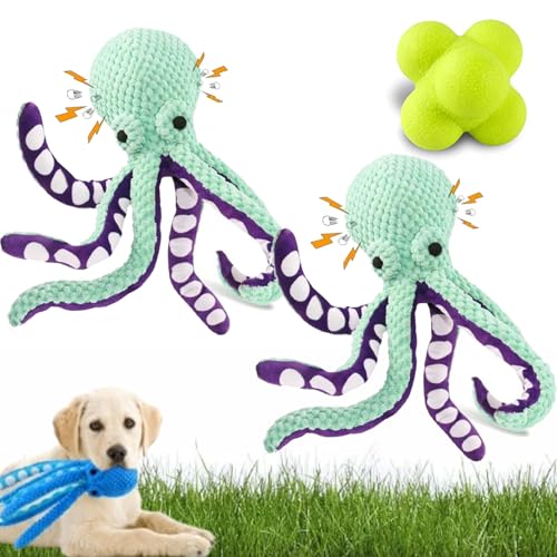 NNBWLMAEE Pawforloves Premium-Haustier-Plüschtier, quietschendes Oktopus-Hundespielzeug für aggressive Kauer, Tauziehen, Oktopus, knisterndes Hundespielzeug, Plüsch-Hundespielzeug, um sie zu von NNBWLMAEE